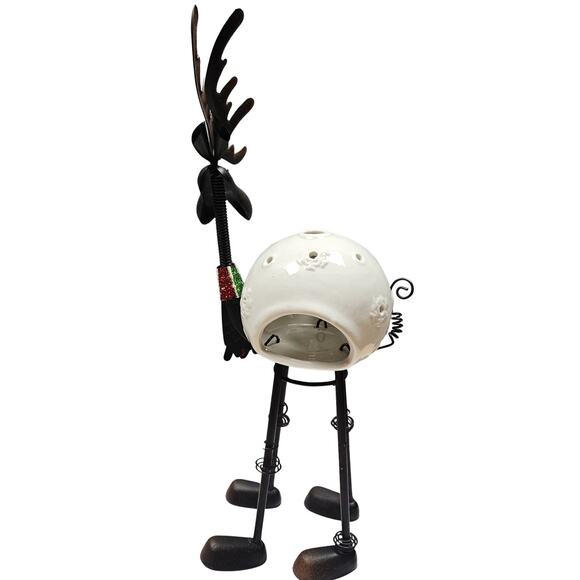 Pier 1 Imports Bobblehead Christmas Reindeer Moose Tea Candle Light Holder - Picture 4 of 8